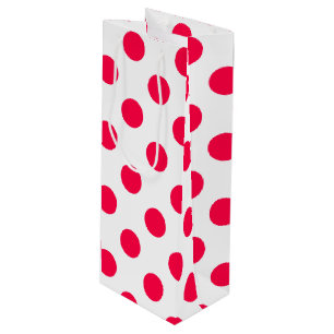 Sacola Para Vinho Clássico Natal Elegante Vermelho Branco Pontos Pol