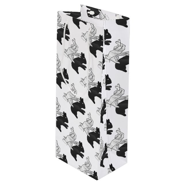 Sacola Para Vinho Coelho Silhouette Mão (Frente inclinada)