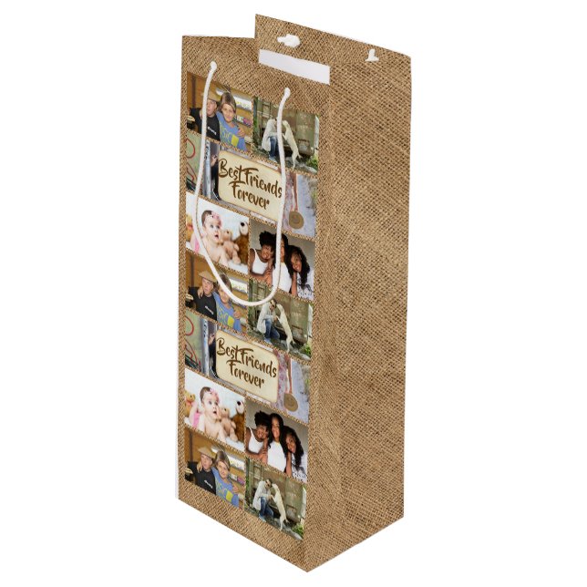 Sacola Para Vinho Colagem de fotos dos amigos Imagem DIY imagem 6 pi (Frente inclinada)