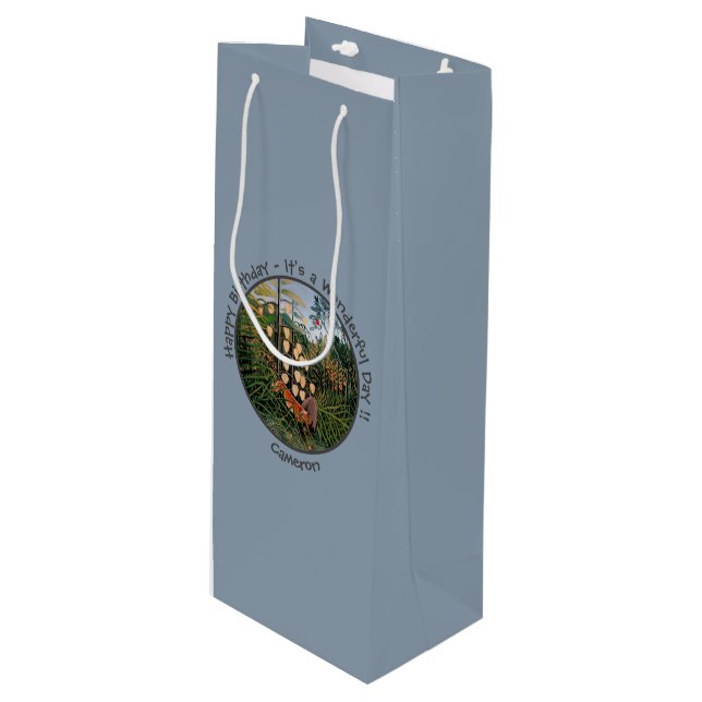 Sacola Para Vinho Coleção de Itens do Partido Henri Rousseau Tiger & (Frente inclinada)