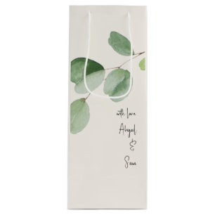 Sacola Para Vinho Com Amor, Nomes Personalizados Casamento Eucalyptu