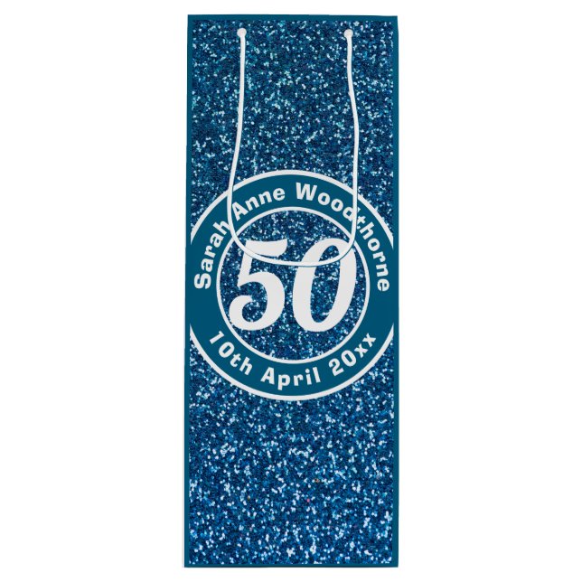 Sacola Para Vinho Comemoração de Aniversário com Nome, Idade e Vinho (Frente)