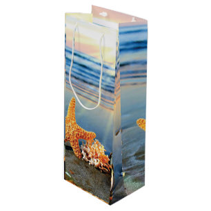 Sacola Para Vinho Conchas marítimas e estrelas-do-mar na praia