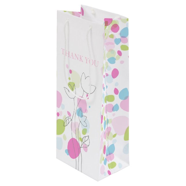 Sacola Para Vinho Confetti pétalas obrigado de casamento (Frente inclinada)