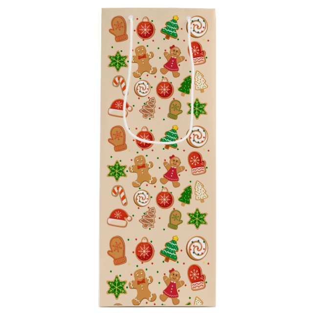 Sacola Para Vinho Cookies de Natal (Frente)