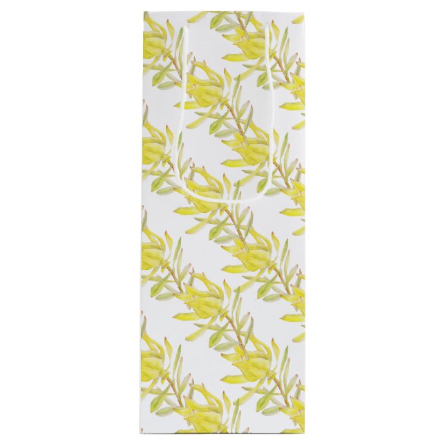 Sacola Para Vinho Cor d'água da tulipa leucadendron amarela (Frente)