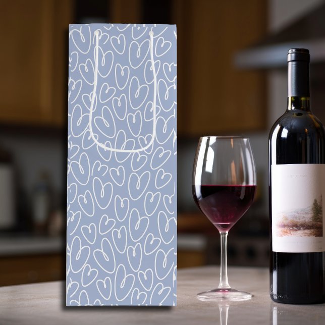 Sacola Para Vinho Coração Azul Moderno (Criador carregado)