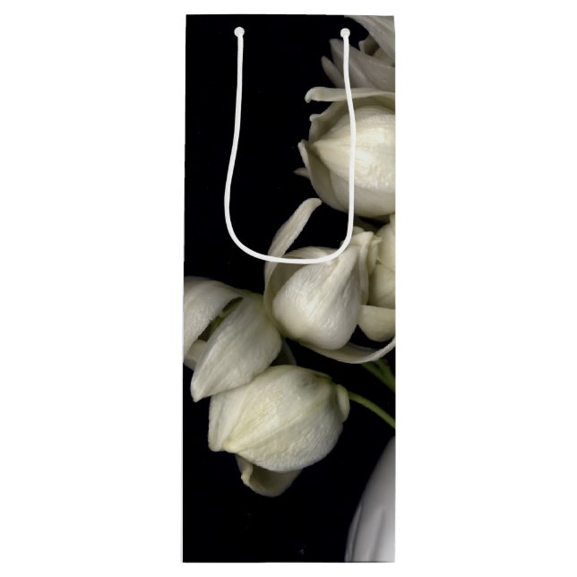 Sacola Para Vinho "Coração branco em preto" (Frente)