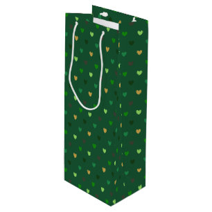 Sacola Para Vinho Corações de polca em verde florestal