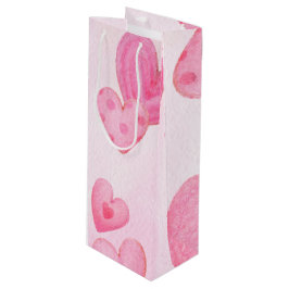 SACOLA PARA VINHO CORAÇÕES DO DIA DE OS NAMORADOS PINK PASTEL