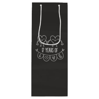 Sacola Para Vinho Corações Gift Chalk do 17.º Aniversário