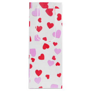 Sacola Para Vinho Corações Rosa Vermelho