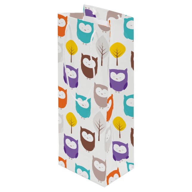 Sacola Para Vinho Coruja E Folhas (Verso inclinado)