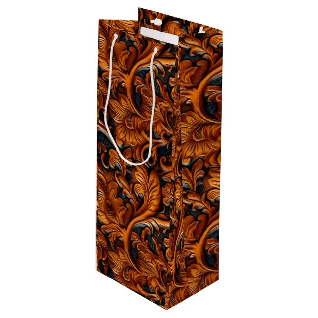 Sacola Para Vinho Couro-preto castanho (Frente inclinada)