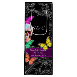 Sacola Para Vinho Crânio gótico e casamento personalizado negro