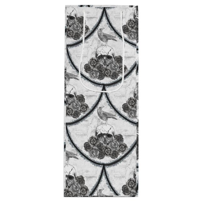 Sacola Para Vinho Crânios e espinhas de vinho (Frente)