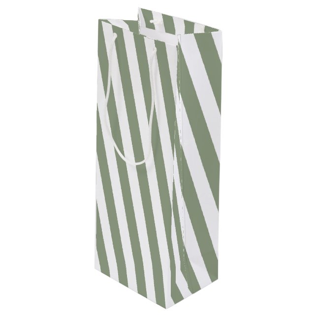 Sacola Para Vinho Crie seu próprio padrão verde branco riscado (Frente inclinada)