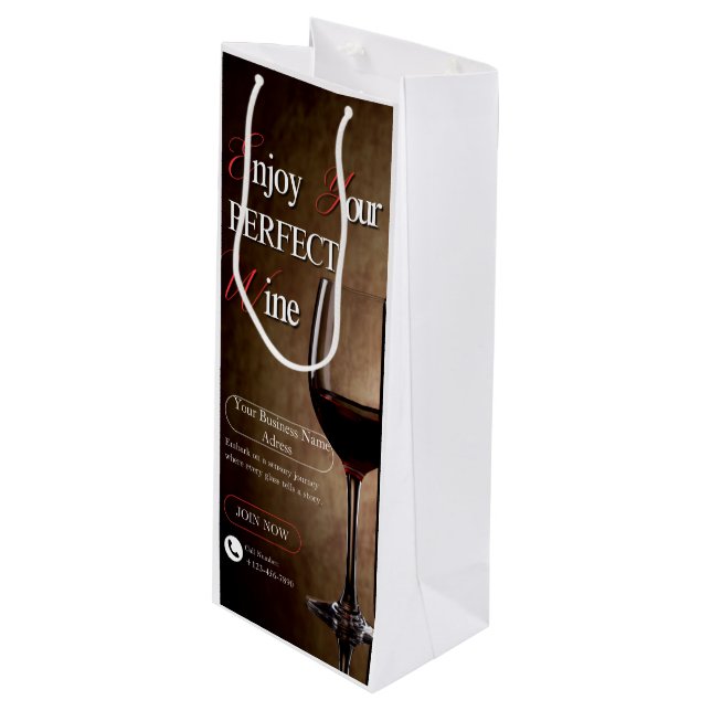 Sacola Para Vinho Customizable White & Black Elegant Minimalist Wine (Frente inclinada)