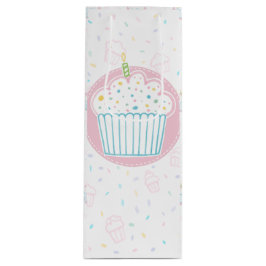 Sacola Para Vinho Cute Birthday Cupcake with Candle