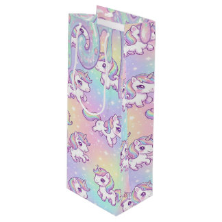 Sacola Para Vinho Cute Kawaii Unicorn Pastel Rainbow Magical 