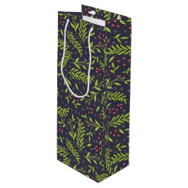 Sacola Para Vinho Cypress Flocos de Neve Natal Berries Flores Vermel