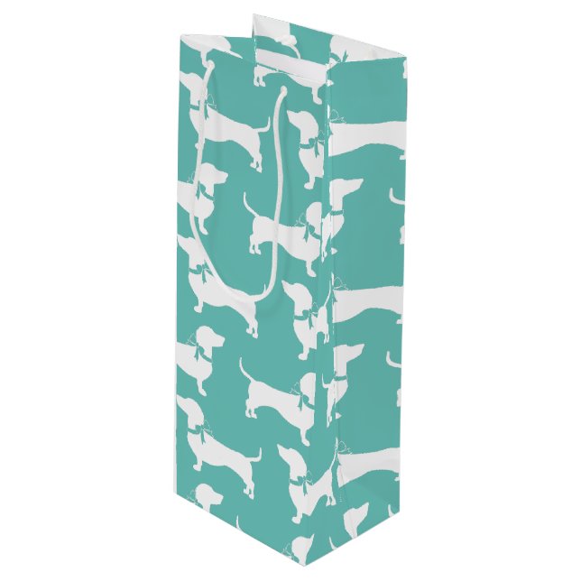 Sacola Para Vinho Dachshund Wiener Cachorro Cachorro Puppy Vinho Pre (Frente inclinada)