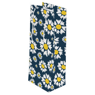 Sacola Para Vinho Daisy Pattern, Floral Pattern, White Daisies