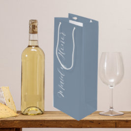 Sacola Para Vinho Dama de Honra em Azul Empoeirado com Letra Estiliz