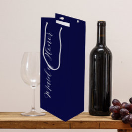 Sacola Para Vinho Dama de Honra em Azul Marinho com Letra Estilizada