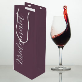Sacola Para Vinho Dama de Honra em Letra Estilizada Roxa