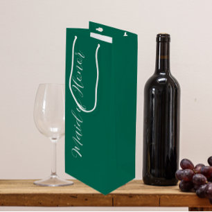 Sacola Para Vinho Dama de Honra em Verde Esmeralda com Letra Estiliz