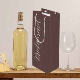 Sacola Para Vinho Dama de Honra Estilo Taupe Casamento