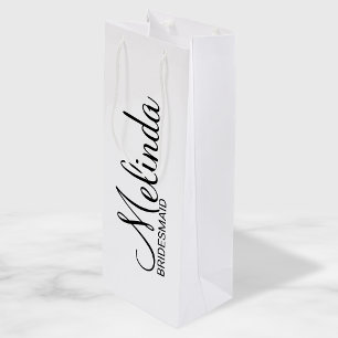 Sacola Para Vinho Damas de Honor Personalizadas Preto e Branco Moder