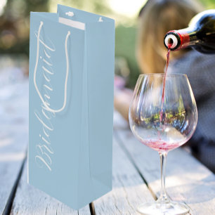 Sacola Para Vinho Damas de Honra em Azul Claro com Letra Estilizada