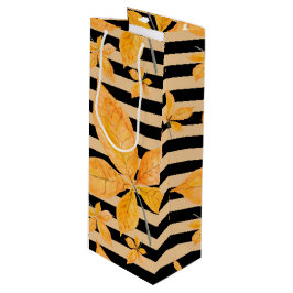 SACOLA PARA VINHO DÉCADAS DE FOLHAS DE LARANJA E AMARELO