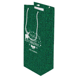 Sacola Para Vinho Desejo-Te Feliz Natal Monograma Verde Da Glitter
