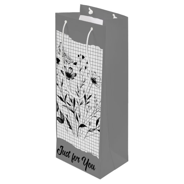 Sacola Para Vinho Desenhos do Jardim da Borboleta (Verso inclinado)