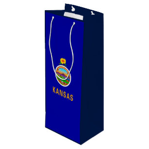 Sacola Para Vinho Design de Sinalizador do Estado do Kansas