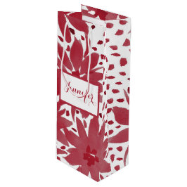 Sacola Para Vinho Design Floral Ruby Red Gift Bag