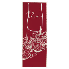 Sacola Para Vinho Design Minimalista de Mesa Feliz Natal Personaliza