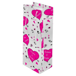 Sacola Para Vinho Dia de os namorados Corações Rosa Abraços em Beijo