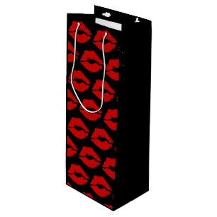 Sacola Para Vinho "Diva Lábios"/Vermelho
