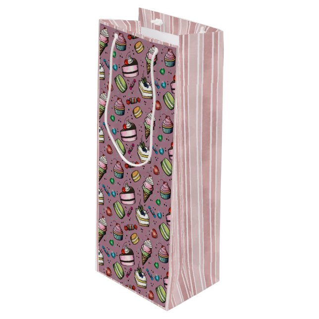 Sacola Para Vinho Doces Retrô - Rosa (Frente inclinada)