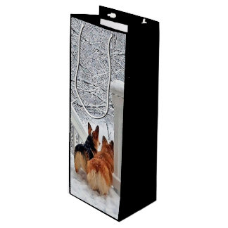 Sacola Para Vinho Dois Corgis no inverno