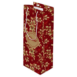 Sacola Para Vinho Douradas Pontas De Metal Em Vermelho