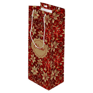 Sacola Para Vinho Douradas Pontas De Metal Em Vermelho