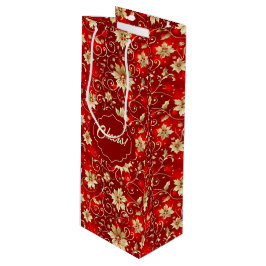 Sacola Para Vinho Douradas Pontas De Metal Em Vermelho