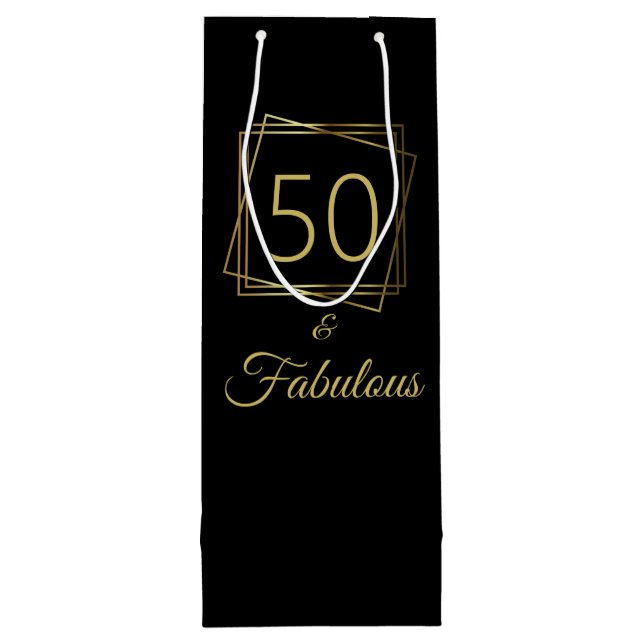 Sacola Para Vinho Dourado 50 e aniversário fabuloso (Verso)