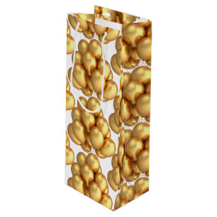 Sacola Para Vinho Dourado Balões - Saco do Presente de Papel