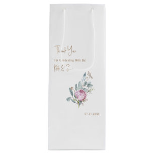 Sacola Para Vinho Dourado Texto Cor-de-rosa Casamento Branco